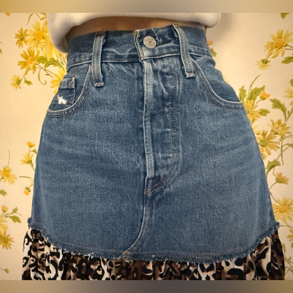 Levi's Blue and Leopard Print Maxi Skirt - Picture 3 of 13